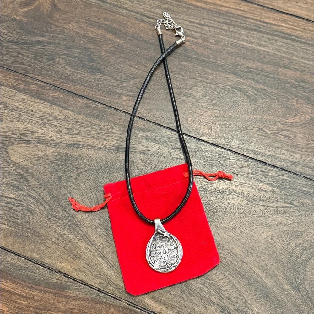 Silver Pendant Necklace with Inspirational Quote - Picture 4 of 5